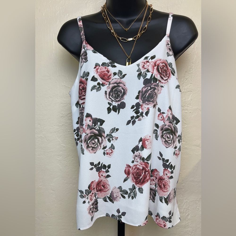 Forever‎ 21 Women’s Sleeveless V Neck Tank Top Floral Print